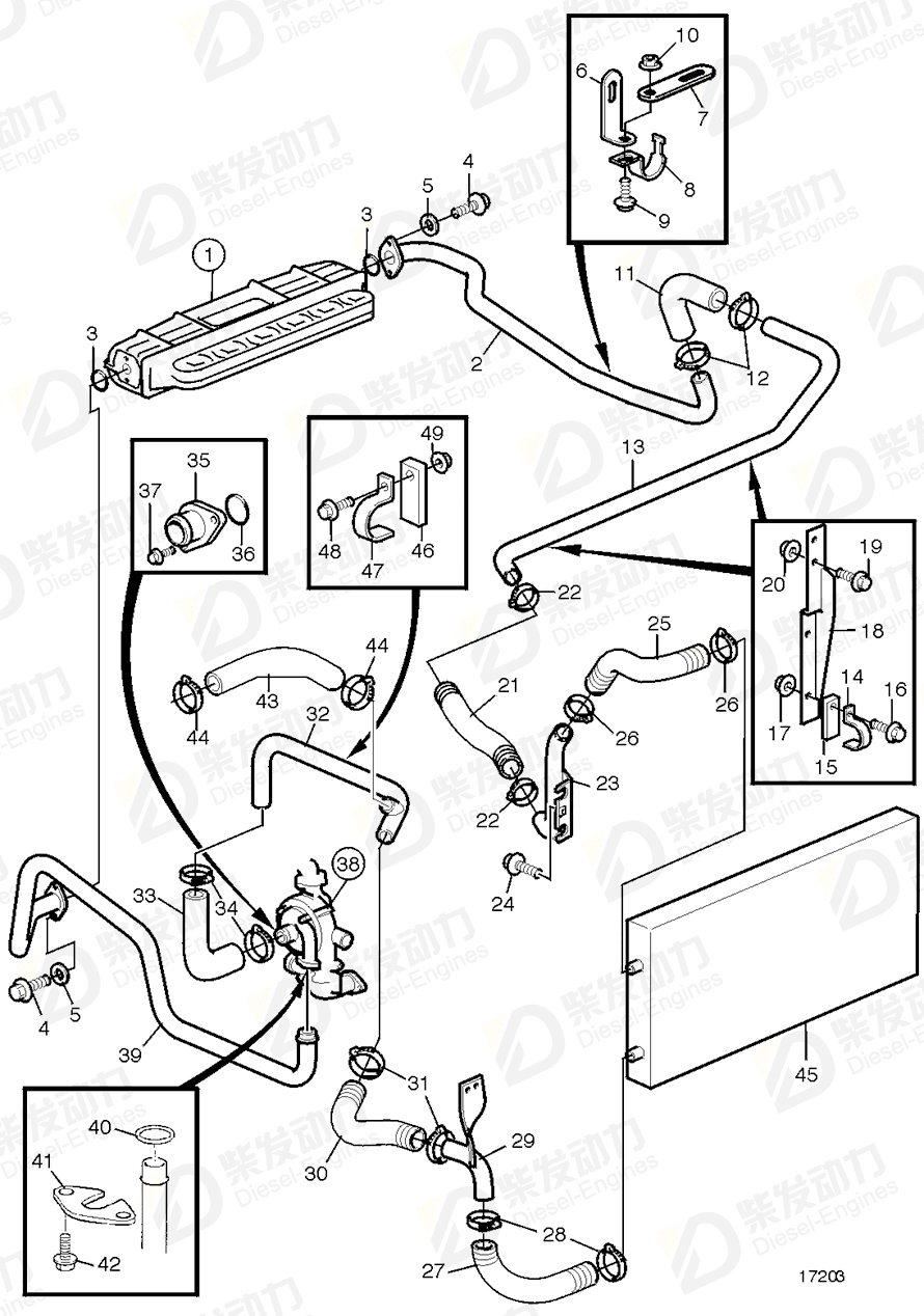 VOLVO Coolant pipe 9521746 Drawing